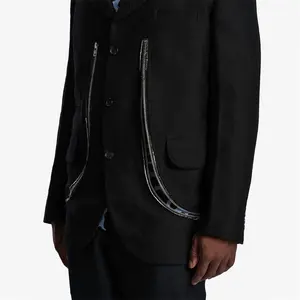 OEM Custom High Quality Wool Zipper Slit Lined Regular Fit Fashion Wholesale Manufacturer Blazer Jacket