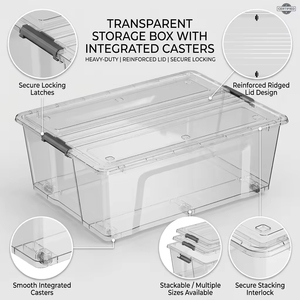 <span class=keywords><strong>Caja</strong></span> de Almacenamiento Transparente de Plástico de 90L con Ruedas y Asa - Product Image 4