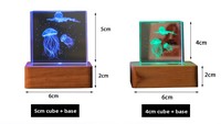 Lampe de nuit en cristal gravé en 3D, lampe de bureau LED à branchement USB, multicolores, moderne, minimaliste, personnalisable, vente en gros, méduse, baleine