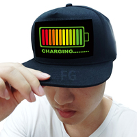 Nouvelle Arrivée Casquette avec Logo Varié et Panneau EL, Égaliseur Sonore Activé par Lumière LED, pour Sports, Loisirs et Utilisation en Extérieur