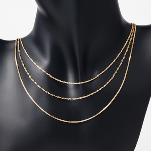 Collier chaîne en or massif 14 carats de style japonais, disponible en OEM, bijoux de mode, long, chaîne de blé, Singapour - Product Image 5