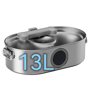 Fuente de agua de acero inoxidable de 13L para casas multimascotas Fuente de agua recargable para perros y gatos con patrón sólido - Product Image 1