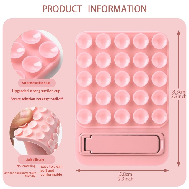 Phone Case Adhesive Mount Cellphone Mobile Phone Grip Accessory Silicone Suction Mobile Phone Holder with Foldable Holder