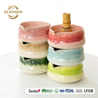 Cadeaux de mariage personnalisés Kingze, ensemble traditionnel de cérémonie du matcha, bol à matcha en porcelaine et support pour fouet, en stock