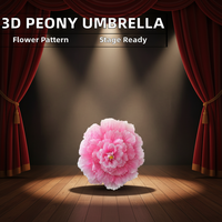 Parapluie droit semi-automatique P314 8K à armatures en alliage, multi-couches, motif pivoine, manuel, minimaliste, fleur chinoise 3D, en fibre, pour adultes