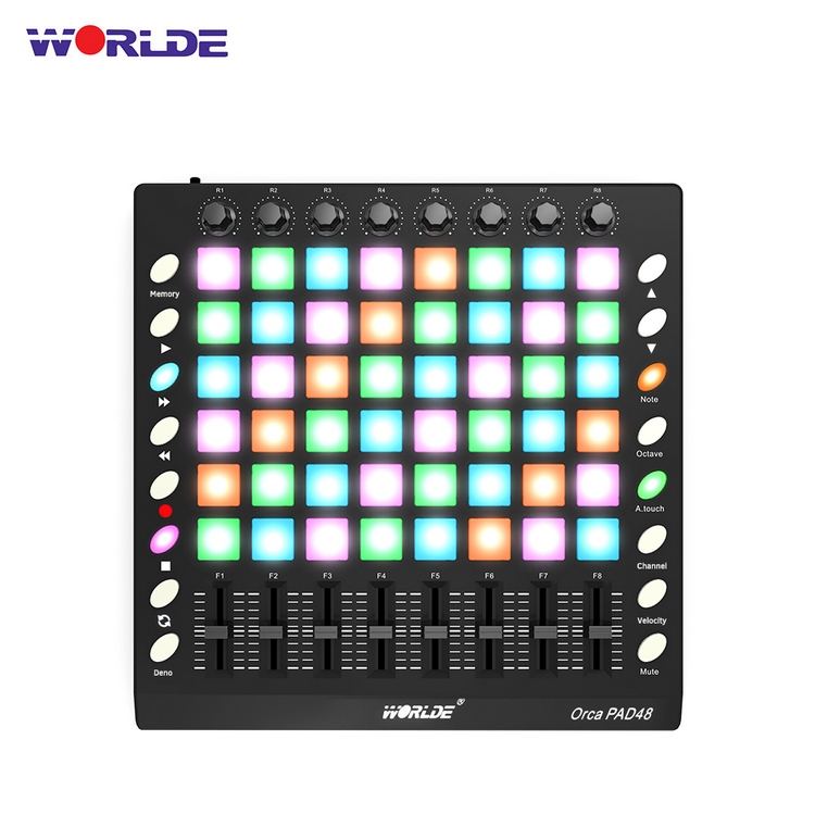 48 Rgb Backlit Midi Drum Pad Controller & Usb Music Device