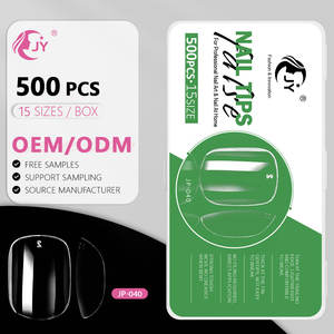 JIEYU PMMA/ABS <span class=keywords><strong>Faux</strong></span> <span class=keywords><strong>ongles</strong></span> courts à pointes, style français ovale, réutilisables, pour le personnel hôtelier, les professionnels et le salon de manucure à domicile, DIY - Product Image 2