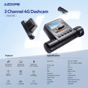 AZDOME S58 4G LTE 3ch Cámara de salpicadero Aplicación <span class=keywords><strong>Intercomunicador</strong></span> Remoto Transmisión en vivo en tiempo real 2K Cámara de coche Tarjeta SIM Cámara de salpicadero delantera y trasera - Product Image 2