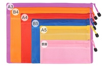 Matière plastique PVC étanche fermeture éclair sac de fichiers maille Bill sac PVC bureau sac de rangement