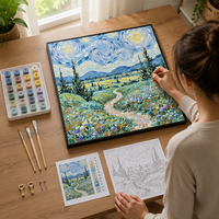 Kit de peinture par numéros personnalisé, paysage tourbillonnant ciel étoilé, peinture à l'huile pour adultes débutants, toile imprimée DIY, décoration intérieure, cadeau
