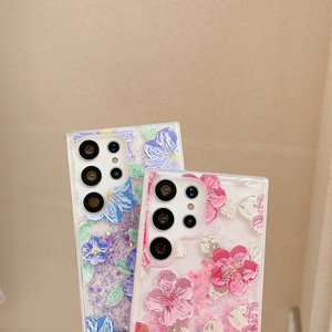 Funda luminosa con pintura al óleo para flores, purpurina líquida, arena movediza, funda de teléfono a prueba de golpes para Samsung S23 S22 S21 Ultra A73 A53 A7 4G <span class=keywords><strong>5G</strong></span> - Product Image 4