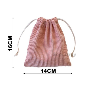 Custom Logo Small Gift Drawstring Portable Mini Storage <b>Bags</b> Small <b>Corduroy</b> Pouch Cosmetic <b>Bag</b> Portable Aesthetic Makeup <b>Bag</b> - Product Image 2