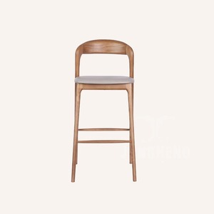 Tabouret <span class=keywords><strong>de</strong></span> bar haut en <span class=keywords><strong>bois</strong></span> massif, style moderne et simple, dossier élégant, chaise <span class=keywords><strong>de</strong></span> salle à manger en <span class=keywords><strong>bois</strong></span> et cuir, fabrication italienne, pour bars - Product Image 4