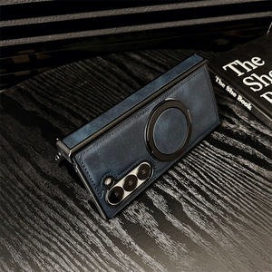 360 rotatif en aluminium pliant béquille PU étui de téléphone en cuir pour Samsung Galaxy <span class=keywords><strong>Z</strong></span> pli 7 6 5 <span class=keywords><strong>4</strong></span> couverture magnétique de charge sans fil - Product Image 6