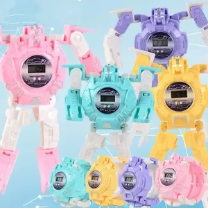 Creative Cartone Animato <span class=keywords><strong>Robot</strong></span> di Plastica Puzzle Orologio <span class=keywords><strong>Giocattolo</strong></span> Educativo Regalo Elettronico di Trasformazione Per 5 7 Anni ABS Lega di Silicone - Product Image 4