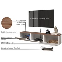 Meuble TV mural flottant en bois blanc moderne en gros, console multimédia jusqu'à 80 pouces pour salon