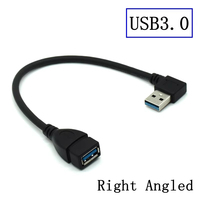 Cable Adaptador de Extensión USB 3.0 a Macho a Hembra, Flexible, Compacto, con Conector en Ángulo Recto de 90 Grados
