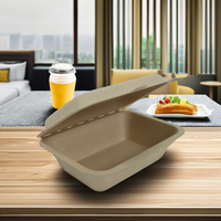 Bagasse de canne à sucre jetable 600ml avec logo personnalisé Boîte à lunch à clapet biodégradable écologique