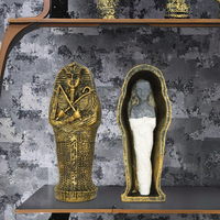 Pot Bunga Figur Resin Lukisan Tangan Mirip Asli Model Firaun Mumi Mesir Kuno Sarcophagus Cleopatra untuk Dekorasi Rumah Halloween