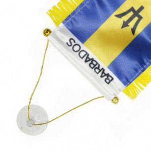 Drapeaux mini-guirlandes de voiture en gros Barbados à suspendre à la fenêtre avec ventouse, impression numérique, en satin, pour usage automobile - Product Image 5