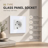 Prise murale de luxe aux normes européennes, panneau en verre trempé, 16A 250V, prise électrique moderne, prise murale Schuko pour la maison et le bureau