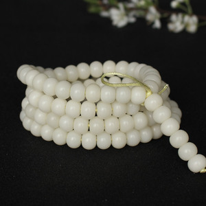 Bracelet de prière bouddhiste en graines de Bodhi en jade blanc, 108 perles, forme ronde, bijoux de cérémonie religieuse, accessoires pour hommes et femmes - Product Image 2