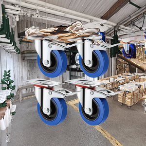 <span class=keywords><strong>Ruedas</strong></span> giratorias de poliuretano de 4 pulgadas de alta resistencia para máquinas de coser rodamiento de bolas doble giratorio silencioso con freno de goma - Product Image 3