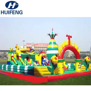 Huifeng 1000 * 1000D 500gsm PVC dilapisi kain terpal tiup untuk anak-anak Kastil lompat kastil memantul