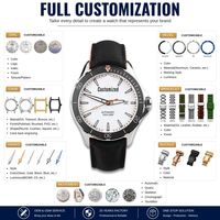 Montre sport automatique mécanique 10 ATM avec boîtier personnalisé OEM, aiguilles sabre, couronne à vis et lunette inspirée des plongeurs