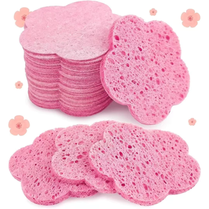 Éponge faciale en cellulose 100% naturelle en forme de fleur, éponges cosmétiques professionnelles pour le spa, éponges pour le nettoyage du visage, éponges à l'huile de lin - Product Image 4