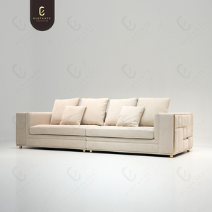 Nouveau produit 2024, canapé modulaire italien de luxe léger, mobilier moderne pour salon, ensemble en cuir blanc pour villa et appartement - Product Image 4