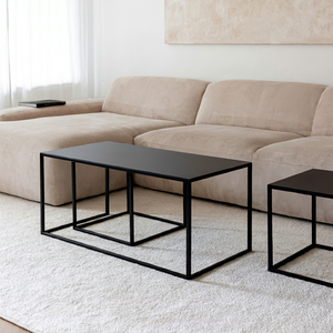 Juego de Mesa de Centro Moderno y Minimalista con Acabado Duradero, Estructura Metálica y Tapa de Mármol, Diseño Encajable, Muebles para Sala de Estar - Product Image 1