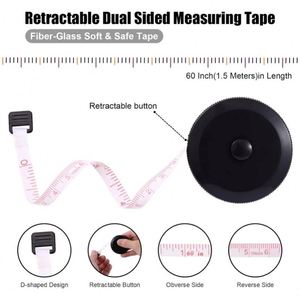 Double-Sided 60in 1.5 Meter <b>Pocket</b> <b>Plastic</b> Body Tailor Sewing Cloth Tape Measure Push Button Soft Retractable Measuring Tape - Product Image 5