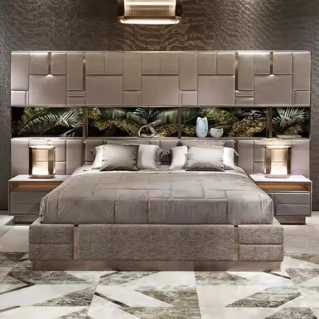 लक्जरी इतालवी बेडरूम सेट फर्नीचर राजा आकार आधुनिक इतालवी नवीनतम डबल बिस्तर डिजाइनर फर्नीचर सेट लक्जरी बिस्तर