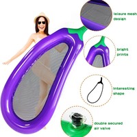 Grand matelas flottant en forme d'aubergine avec chaise longue en filet, pliable, en PVC épaissi, pour la baignade et les loisirs aquatiques
