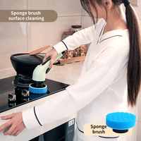 Brosse de Nettoyage Électrique Rotative Sans Fil avec 9 Têtes Interchangeables et Manche Extensible Ajustable pour Salle de Bain