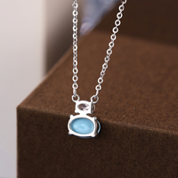 KAAN JEWELRY Luxus Silber Oval Türkis Anhänger Damen Halskette Design Einfach und dennoch exquisit Geeignet für viele Anlässe