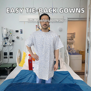 Bata de Laboratorio Fácil de Usar con Cierre de Cordón para Médicos, Enfermeras y Pacientes, Uso Hospitalario, Poliéster/Algodón, Cómoda, de una Sola Pieza, con Estampado - Product Image 2