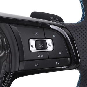 พวงมาลัยหนังแบบเจาะรูครึ่งวง รุ่น <span class=keywords><strong>R</strong></span> <span class=keywords><strong>Line</strong></span> สำหรับรถยนต์ VW Golf 5 6 7 <span class=keywords><strong>R</strong></span> MK5 6 7 <span class=keywords><strong>Polo</strong></span> CC B6 B7 - Product Image 4