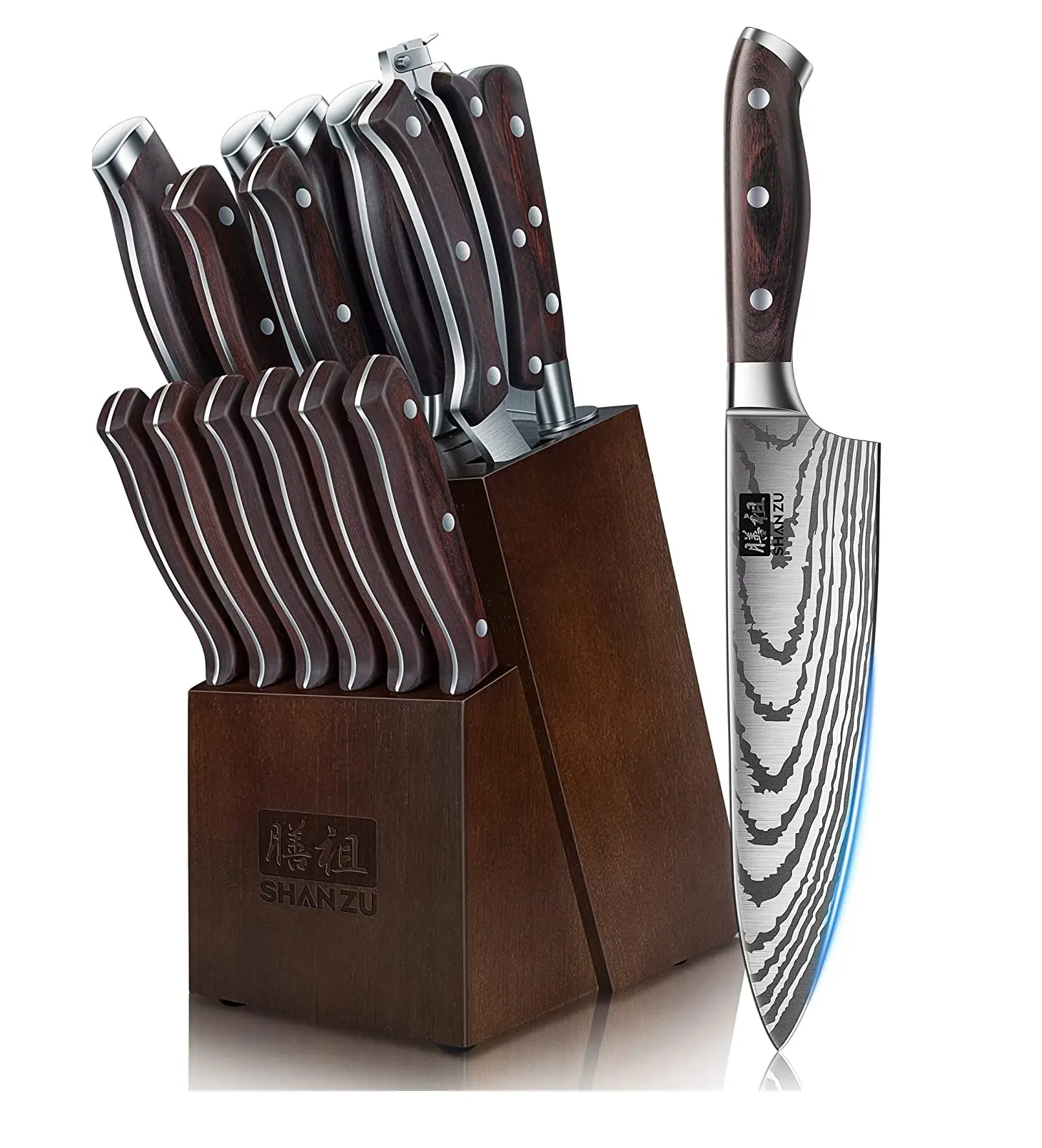 Hot sale Chef Knife sets with wooden Handle Carbon Steel Kitchen knife Damascus Knife set