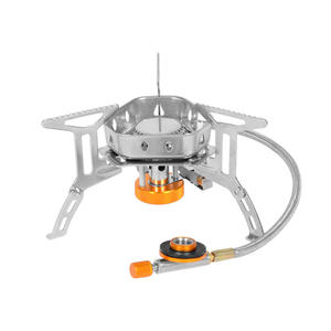 Réchaud de camping portable supérieur, brûleur à gaz coupe-vent avec allumage électronique, couleur argent - Product Image 4