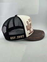 Casquettes de camionneur en maille personnalisées style australien avec 2 bandes, 5 panneaux, étiquette brodée 3D, casquette de camionneur en maille style campagnard, casquettes AU