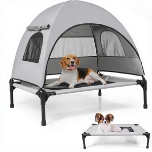 Cuccia rialzata per cani da esterno con tenda parasole rinfrescante, tenda da campeggio, tettuccio rimovibile, <span class=keywords><strong>lettino</strong></span> fuori terra, piccola - Product Image 1