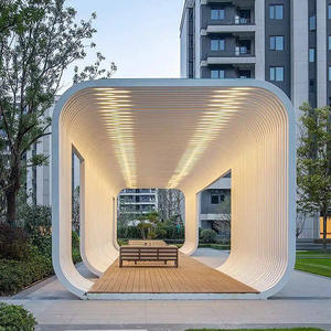 Gran moderno Circular de acero inoxidable pabellón inmobiliario hito al aire libre escultura de Metal personalizar arte Gazebo esculturas - Product Image 2