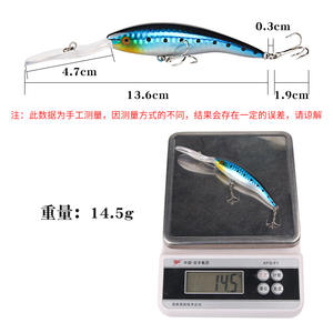 Leurre Minnow Ytqhxy 13,8 cm 14,5 g Appât de surface Hameçon double argenté Pêche en eau salée Leurres durs Lot de 5 pièces - Product Image 3