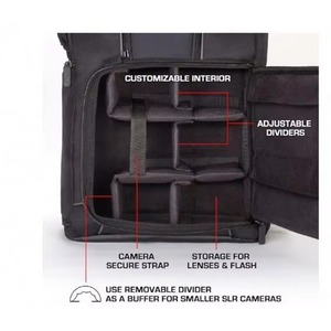 Échantillon gratuit : Sac à dos pour appareil photo reflex numérique USA Gear - Compartiment pour ordinateur portable 15,6 pouces, séparateurs rembourrés personnalisés, support pour trépied, housse de pluie - Product Image 4