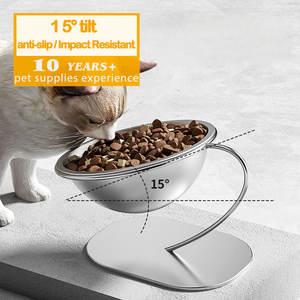 Suporte Elevado Ajustável para Tigela de Comida para Gatos e Cães com Tigela Removível Fácil de Limpar em Aço Inoxidável - Product Image 1
