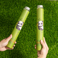Bote de plástico de 400ml con estampado personalizado de Panda, botella de zumo con tapa