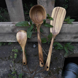 Wooden Spoon And Spatula Set 3 Piece Hand Wash Only Non Stick Cooking Utensils For Kitchen Use - Product Image 2