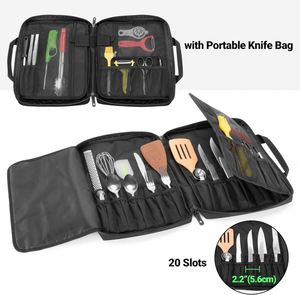 Échantillon gratuit : Sac de transport pour couteaux de chef, 20 poches au total, pour couteaux et ustensiles de cuisine, en toile cirée résistante aux taches, pour étudiants en cuisine - Product Image 6